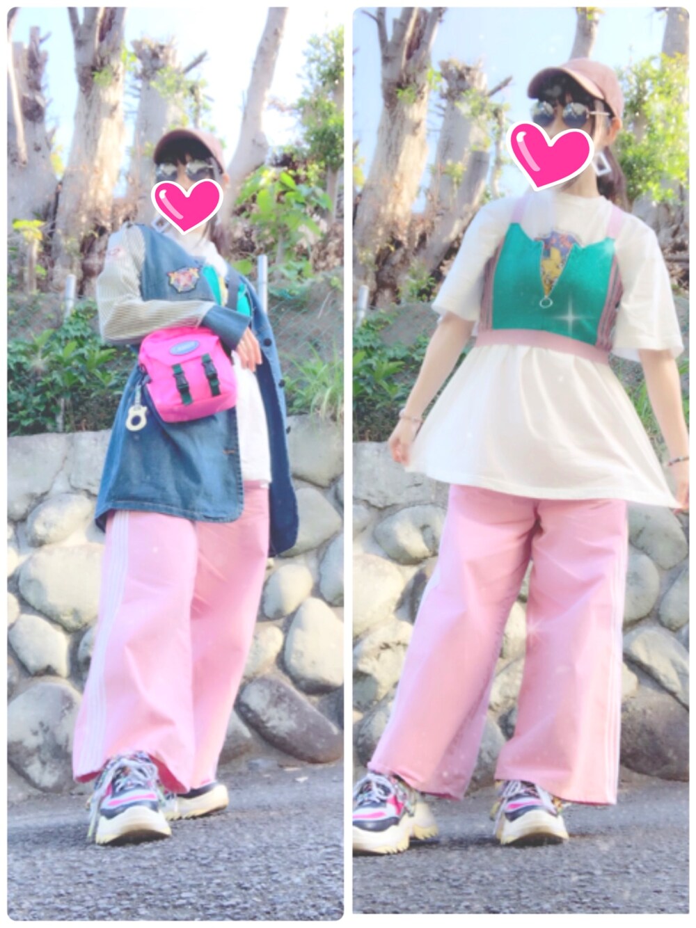 「おしゃれさんと繋がりたい、ピンク、アラフォー、サングラス」｜「Candy StripperのCANDY MINI SHOULDER バック（ショルダーバッグ、ピンク系）」を使った、LiNnoSUKeさん（レディース・156cm）の春コーディネートの1枚目の写真