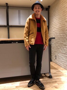 「リバーシブル」｜「アイテム（モカシン/デッキシューズ）」を使った、森 拓巳さん（メンズ・176cm）の秋コーディネート