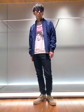 「コラボレーション」｜「アイテム（ブルゾン）」を使った、森 拓巳さん（メンズ・176cm）の春コーディネート