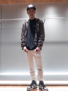 「ミリタリーコーデ」｜「アイテム（ナイロンジャケット）」を使った、森 拓巳さん（メンズ・176cm）の春コーディネート
