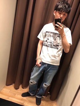 「コラボレーション」｜「アイテム（スリッポン）」を使った、森 拓巳さん（メンズ・176cm）の夏コーディネート