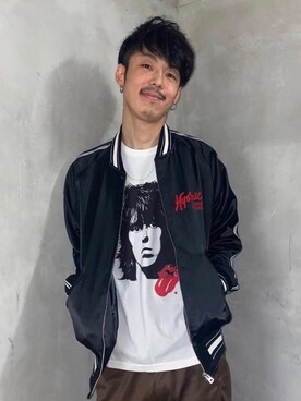 「コラボレーション」｜「アイテム（ブルゾン）」を使った、森 拓巳さん（メンズ・176cm）の秋コーディネート