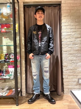 「みりたりー」｜「アイテム（ブーツ）」を使った、森 拓巳さん（メンズ・176cm）の冬コーディネート