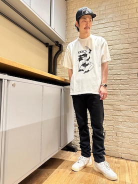 「HYSTERIC GLAMOUR（ヒステリックグラマー）のHYS WHISKY柄 刺繍キャップ（キャップ）」を使った、森 拓巳さん（メンズ・176cm）の春コーディネート