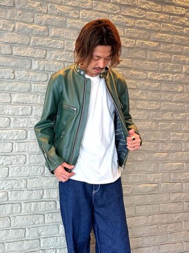 メンズのライダースジャケット（グリーン・カーキ/緑色系