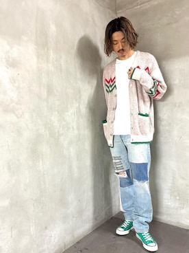 「アイテム（シューズ、グリーン系）」を使った、森 拓巳さん（メンズ・176cm）の秋コーディネート