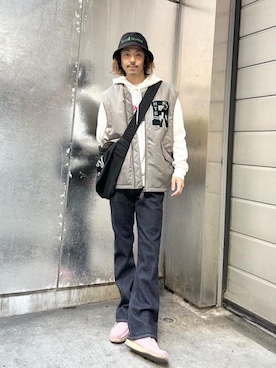 HYS ROCKワッペン オーバーサイズベストを使った人気ファッション