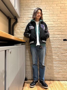 「でにむ」｜「アイテム（スタジャン）」を使った、森 拓巳さん（メンズ・176cm）の冬コーディネート