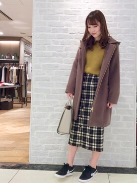 「お呼ばれ」｜「アイテム（その他アウター）」を使った、ルクールブラン大船ルミネウイング店スタッフさん（レディース・160cm）の秋コーディネート