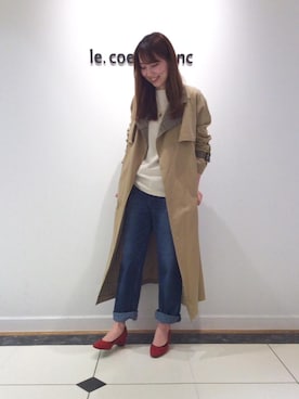 「お呼ばれ」｜「アイテム（トレンチコート）」を使った、ルクールブラン大船ルミネウイング店スタッフさん（レディース・160cm）の秋コーディネート