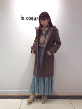 「女子会」｜「アイテム（ダッフルコート）」を使った、ルクールブラン大船ルミネウイング店スタッフさん（レディース・160cm）の秋コーディネート