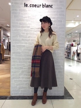 「お呼ばれ」｜「アイテム（キャスケット）」を使った、ルクールブラン大船ルミネウイング店スタッフさん（レディース・161cm）の冬コーディネート