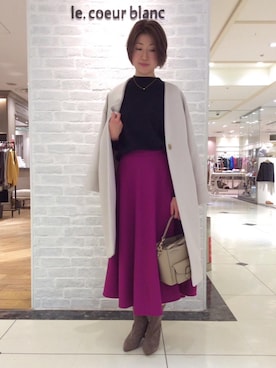 「お呼ばれ」｜「アイテム（その他アウター）」を使った、ルクールブラン大船ルミネウイング店スタッフさん（レディース・164cm）の冬コーディネート