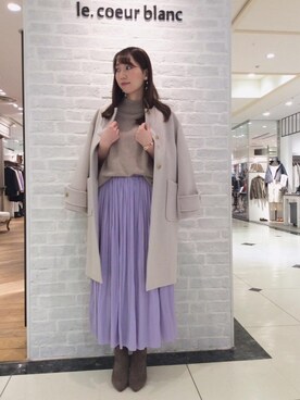 「お呼ばれ」｜「アイテム（その他アウター）」を使った、ルクールブラン大船ルミネウイング店スタッフさん（レディース・161cm）の冬コーディネート