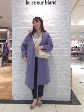 「お呼ばれ」｜「アイテム（その他アウター）」を使った、ルクールブラン大船ルミネウイング店スタッフさん（レディース・161cm）の冬コーディネート