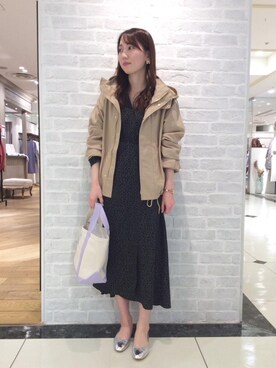 「お呼ばれ」｜「アイテム（ブルゾン）」を使った、ルクールブラン大船ルミネウイング店スタッフさん（レディース・161cm）の冬コーディネート