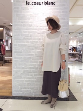 「お呼ばれ」｜「アイテム（スウェット）」を使った、ルクールブラン大船ルミネウイング店スタッフさん（レディース・158cm）の冬コーディネート