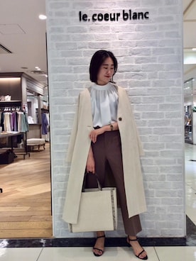 「お呼ばれ」｜「アイテム（その他アウター）」を使った、ルクールブラン大船ルミネウイング店スタッフさん（レディース・158cm）の春コーディネート