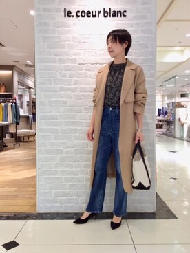 「お呼ばれ」｜「アイテム（その他アウター）」を使った、ルクールブラン大船ルミネウイング店スタッフさん（レディース・165cm）の春コーディネート