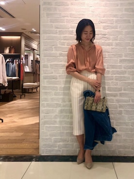 「雨」｜「アイテム（デニムジャケット）」を使った、ルクールブラン大船ルミネウイング店スタッフさん（レディース・158cm）の春コーディネート