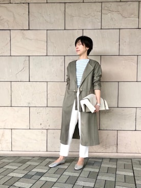 「雨」｜「アイテム（その他アウター）」を使った、ルクールブラン大船ルミネウイング店スタッフさん（レディース・165cm）の春コーディネート