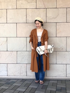 「雨」｜「アイテム（その他アウター）」を使った、ルクールブラン大船ルミネウイング店スタッフさん（レディース・158cm）の春コーディネート