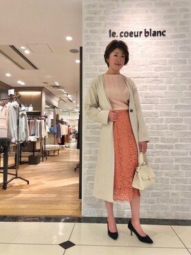 「お呼ばれ」｜「アイテム（その他アウター）」を使った、ルクールブラン大船ルミネウイング店スタッフさん（レディース・164cm）の春コーディネート