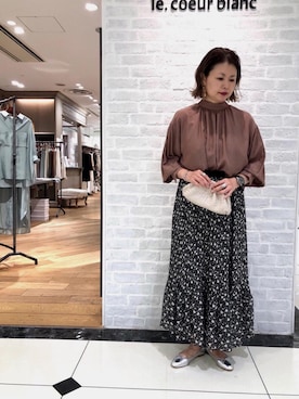 「お呼ばれ」｜「アイテム（バレエシューズ）」を使った、ルクールブラン大船ルミネウイング店スタッフさん（レディース・158cm）の秋コーディネート