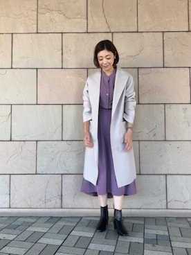 「お呼ばれ」｜「アイテム（その他アウター）」を使った、ルクールブラン大船ルミネウイング店スタッフさん（レディース・165cm）の秋コーディネート
