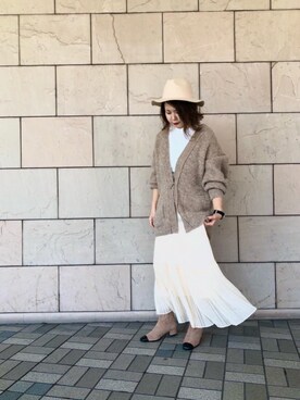 「お呼ばれ」｜「アイテム（Tシャツ/カットソー）」を使った、ルクールブラン大船ルミネウイング店スタッフさん（レディース・158cm）の秋コーディネート