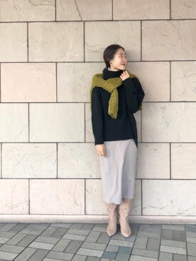 「Perle Peche（ペルルペッシュ）のアイテム」を使った、ルクールブラン大船ルミネウイング店スタッフさん（レディース・158cm）の秋コーディネート