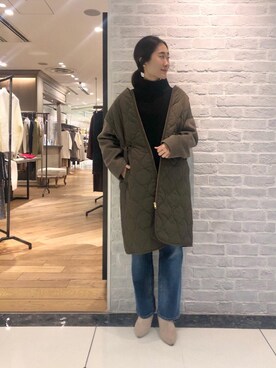 「Perle Peche（ペルルペッシュ）のアイテム」を使った、ルクールブラン大船ルミネウイング店スタッフさん（レディース・158cm）の秋コーディネート