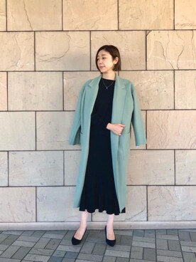 「お呼ばれ」｜「アイテム（チェスターコート）」を使った、ルクールブラン大船ルミネウイング店スタッフさん（レディース・165cm）の冬コーディネート