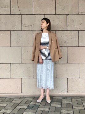 「オフィス」｜「アイテム（その他アウター）」を使った、ルクールブラン大船ルミネウイング店スタッフさん（レディース・165cm）の春コーディネート
