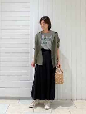 「お呼ばれ」｜「アイテム（Tシャツ/カットソー）」を使った、ルクールブラン大船ルミネウイング店スタッフさん（レディース・165cm）の春コーディネート