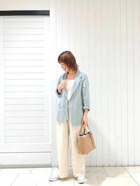 「麻ジャケット」｜ルクールブラン大船ルミネウイング店スタッフさん（レディース・163cm）の春コーディネート