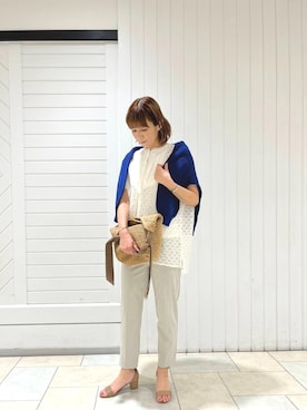 「お呼ばれ」｜「アイテム（スラックス）」を使った、ルクールブラン大船ルミネウイング店スタッフさん（レディース・163cm）の春コーディネート