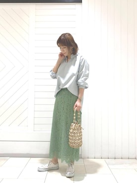 「お呼ばれ」｜「アイテム（スカート）」を使った、ルクールブラン大船ルミネウイング店スタッフさん（レディース・163cm）の春コーディネート