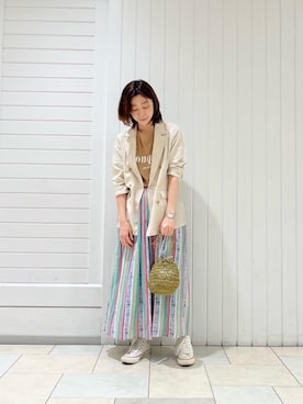 「お呼ばれ」｜「アイテム（スカート）」を使った、ルクールブラン大船ルミネウイング店スタッフさん（レディース・165cm）の春コーディネート