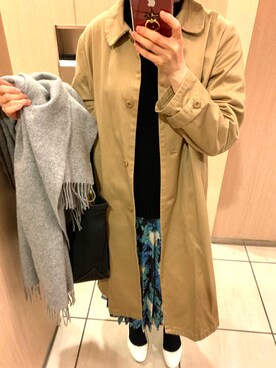 「chambre de charme（シャンブルドゥシャーム）のアイテム（ステンカラーコート）」を使った、こうめさん（レディース・160cm）の春コーディネート