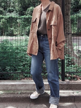 「Munich（ミューニック）のアイテム（デニムパンツ）」を使った、i_munichさん（レディース・157cm）の秋コーディネート