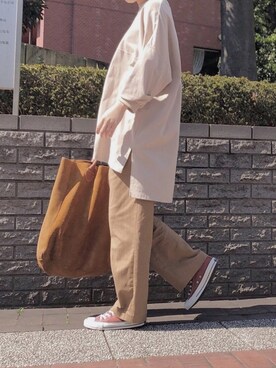 「VINTAGE（ヴィンテージ）のアイテム（トートバッグ）」を使った、i_munichさん（レディース・157cm）の春コーディネート