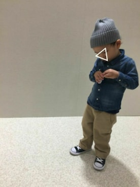 「AZUL by moussy（アズールバイマウジー）のアイテム（チノパンツ）」を使った、ARATAman*さん（キッズ・90cm）の秋コーディネート
