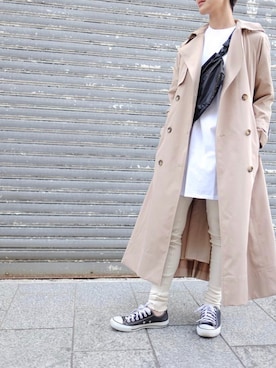 「アイテム（レギンス/スパッツ）」を使った、MERCI_西村千明さん（レディース・164cm）の秋コーディネート