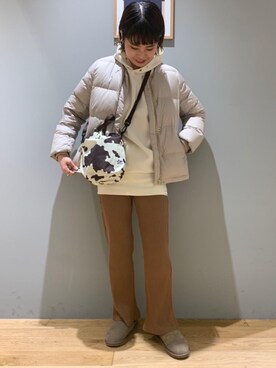 「一押しのアウタースタイル」｜「アイテム（ダウンジャケット/コート）」を使った、tokunagaさん（レディース・168cm）の冬コーディネート