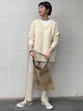 「OUTERSUNSET（アウターサンセット）のアイテム」を使った、tokunagaさん（レディース・168cm）の冬コーディネート