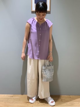 「green label relaxing（グリーンレーベルリラクシング）の【別注】＜NAIAS×green label relaxing（ナイアス×グリーンレーベルリラクシング）＞ FM ボリューム [サンダル]（サンダル）」を使った、tokunagaさん（レディース・168cm）の夏コーディネート