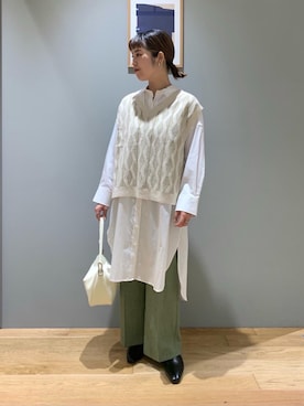 「green label relaxing（グリーンレーベルリラクシング）の＜Et/clo(エックロ)＞ クロワッサン 3WAY ショルダー ハンド バッグ（ショルダーバッグ）」を使った、tokunagaさん（レディース・168cm）の夏コーディネート