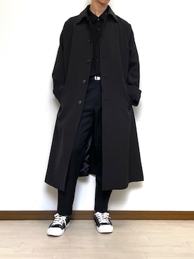 「KUUUPY」｜「アイテム（ステンカラーコート）」を使った、しょーりさん（メンズ・172cm）の冬コーディネート