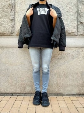 「G-STAR RAW（ジースターロゥ）のアイテム（ミリタリージャケット）」を使った、G-Star RAW WOMENさん（レディース・160cm）の秋コーディネート